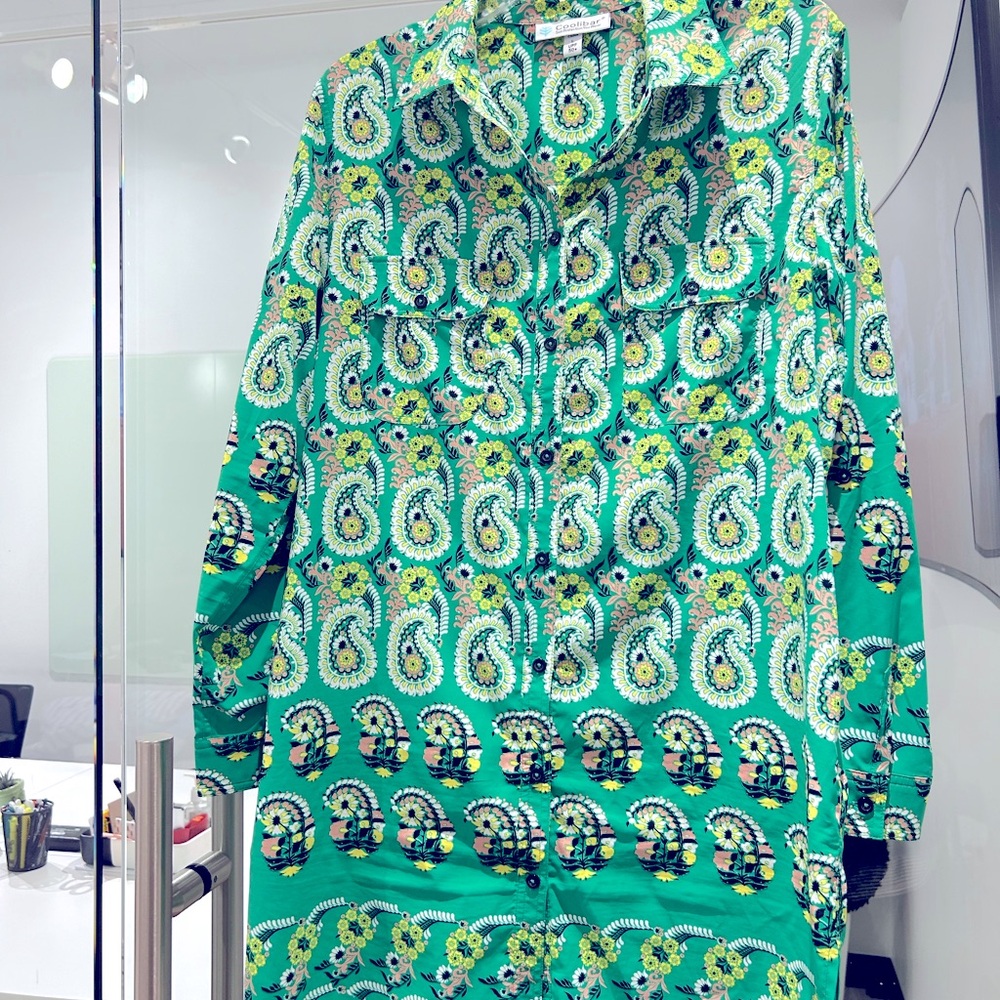 Stunningly rich green 🦚🌷Coolibar UPF Sun Protection Women’s paisley Large - Picture 2 of 6
